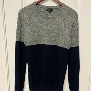 Express Colorblock Sweater - Gray/ Navy - Small